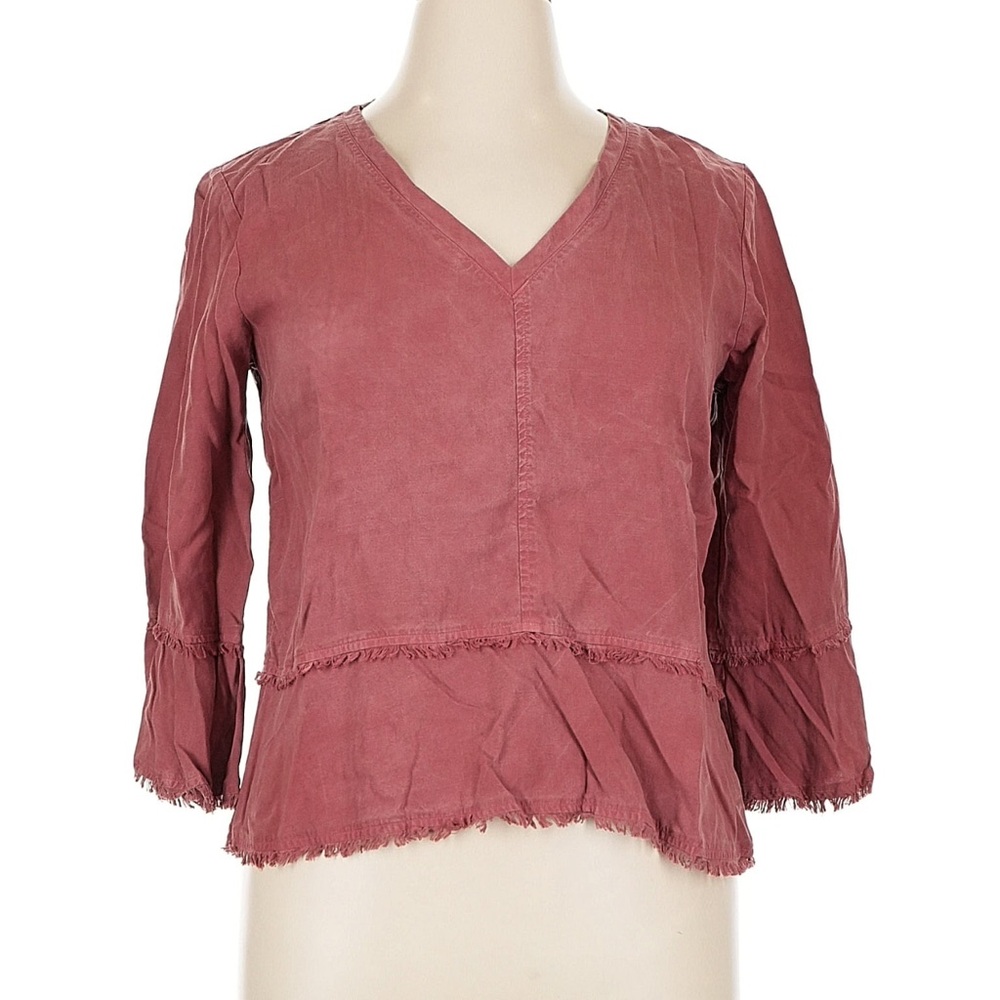 cloth & stone Washed Rose V-Neck Frayed Hem Blouse